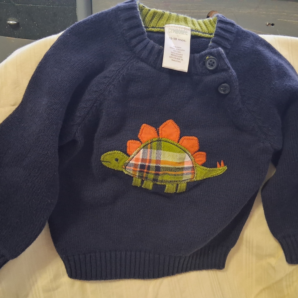 Gymboree Blue Sweater with Dinosaur Design